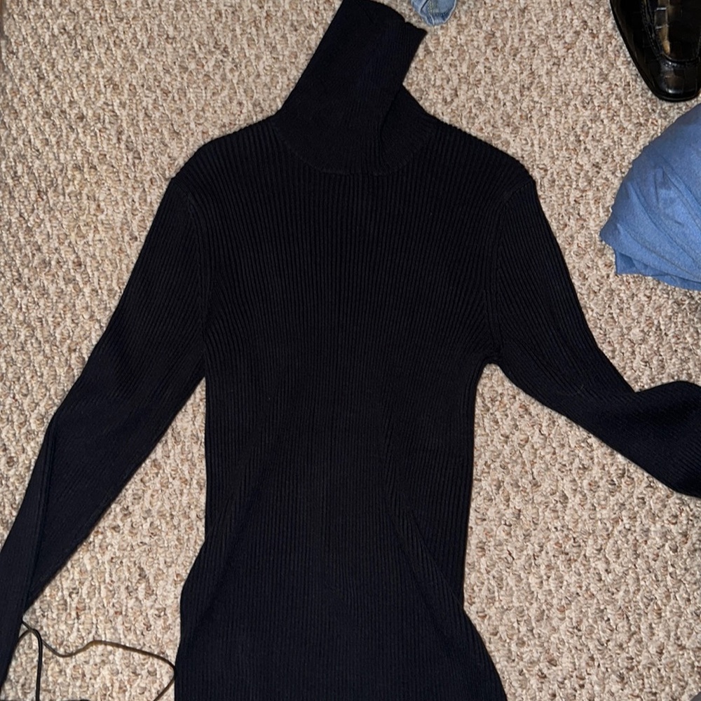 ASOS muscle fit navy turtle neck